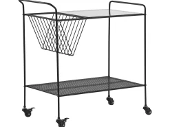 Beliani Tarjoiluvaunu Lasitasolla Metalli Musta Alamo Hot