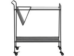 Beliani Tarjoiluvaunu Lasitasolla Metalli Musta Alamo Hot