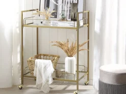 Beliani Tarjoiluvaunu Lasitasolla Metalli Kulta Veneta Store