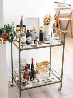 Beliani Tarjoiluvaunu Lasitasolla Metalli Kulta Veneta Store