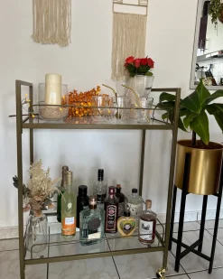 Beliani Tarjoiluvaunu Lasitasolla Metalli Kulta Veneta Store