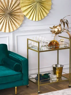 Beliani Tarjoiluvaunu Lasitasolla Metalli Kulta Veneta Store