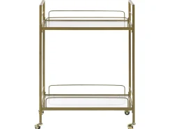 Beliani Tarjoiluvaunu Lasitasolla Metalli Kulta Veneta Store