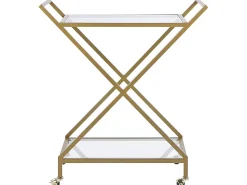 Beliani Tarjoiluvaunu Lasitasolla Rauta Kirkas/Kulta Ivera Cheap