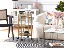 Beliani Tarjoiluvaunu Peililasitasolla Rauta Kulta Farley Clearance