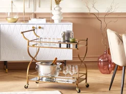 Beliani Tarjoiluvaunu Peililasitasolla Rauta Kulta Larino Best