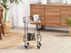 Beliani Tarjoiluvaunu Vaalea Puu/Musta Hiko Flash Sale