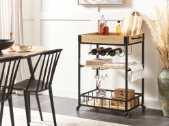 Beliani Tarjoiluvaunu Vaalea Puu/Musta Hullet Best Sale