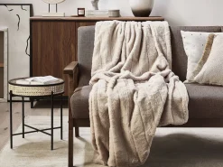 Beliani Torkkupeitto Kangas Beige 150 X 200 Cm Labyar New