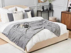 Beliani Torkkupeitto Kangas Harmaa 130 X 180 Cm Alazeya New