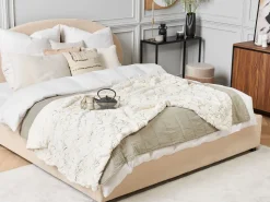 Beliani Torkkupeitto Kangas Kermanvalkoinen 130 X 180 Cm Godavari Outlet