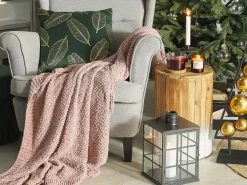 Beliani Torkkupeitto Kangas Vaaleanpunainen 150 X 200 Cm Haifa New