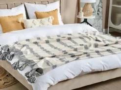 Beliani Torkkupeitto Puuvilla Beige/Harmaa 130 X 170 Cm Cayir Best