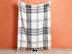 Beliani Torkkupeitto Puuvilla Luonnonvalkoinen/Musta 130 X 170 Cm Yuvali Outlet