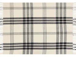 Beliani Torkkupeitto Puuvilla Luonnonvalkoinen/Musta 130 X 170 Cm Yuvali Outlet