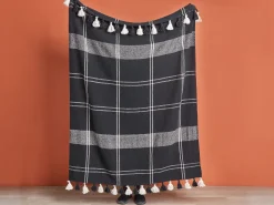 Beliani Torkkupeitto Puuvilla Musta 130 X 170 Cm Kulac Online