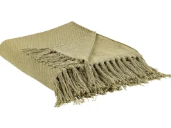 Beliani Torkkupeitto Puuvilla Oliivinvihrea 125 X 150 Cm Yarsa Flash Sale