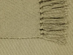 Beliani Torkkupeitto Puuvilla Oliivinvihrea 125 X 150 Cm Yarsa Flash Sale