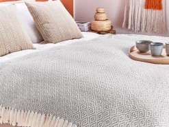 Beliani Torkkupeitto Puuvilla Pastellipinkki/Vaalea Beige 125 X 150 Cm Mityal Outlet