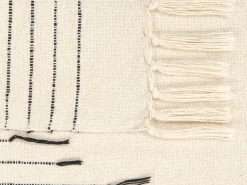 Beliani Torkkupeitto Puuvilla Vaalea Beige/Musta 130 X 170 Cm Uluyol Outlet