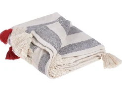 Beliani Torkkupeitto Puuvilla Valkoinen/Harmaa 125 X 150 Cm Namtar Flash Sale