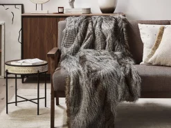 Beliani Torkkupeitto Ruskea/Valkoinen 180 X 220 Cm Asdad New