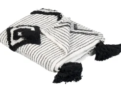 Beliani Torkkupeitto Valkoinen/Musta 130 X 150 Cm Saatli Best