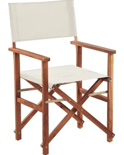 Beliani Tumma Akaasiapuinen Puutarhatuoli Luonnonvalkoisella Kankaalla 2 Kpl Cine Hot