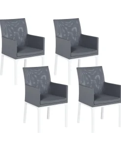 Beliani Tummanharmaa Alumiininen Puutarhatuoli 4 Kpl Bacoli Hot