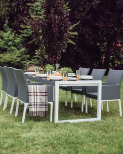 Beliani Tummanharmaa Alumiininen Puutarhatuoli 4 Kpl Bacoli Hot