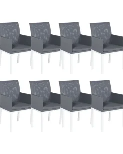 Beliani Tummanharmaa Alumiininen Puutarhatuoli 8 Kpl Bacoli Best