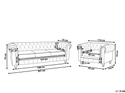 Beliani Tummanpunainen Samettiverhoiltu Sohvaryhma Chesterfield Sale
