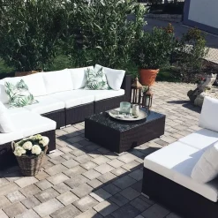 Beliani Tummanruskea 8-Istuttava Ulkosohvaryhma Pe-Rottingista Xxl Shop