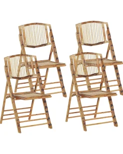 Beliani Tuoli Bambu Kokoontaitettava Ruskea 4 Kpl Trentor Cheap