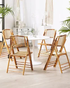 Beliani Tuoli Bambu Kokoontaitettava Ruskea 4 Kpl Trentor Cheap