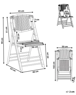 Beliani Tuoli Bambu Kokoontaitettava Ruskea 4 Kpl Trentor Cheap