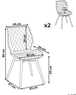 Beliani Tuoli Kangas Beige 2 Kpl Lisle New