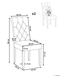 Beliani Tuoli Kangas Kermanvalkoinen 2 Kpl Velva Hot