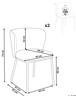 Beliani Tuoli Kangas Kermanvalkoinen 2 Kpl Mina Online