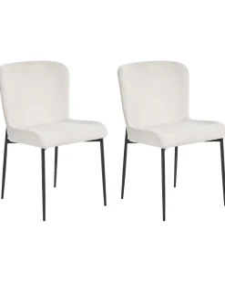 Beliani Tuoli Kangas Luonnonvalkoinen 2 Kpl Ada Cheap