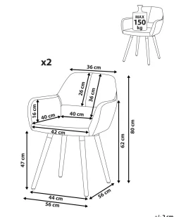 Beliani Tuoli Kangas Musta 2 Kpl Chicago Outlet