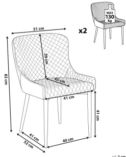 Beliani Tuoli Kangas Musta 2 Kpl Solano Flash Sale