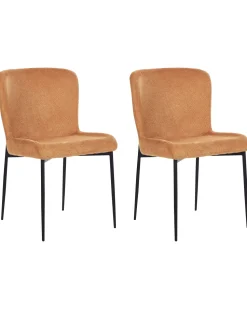 Beliani Tuoli Kangas Oranssi 2 Kpl Ada Sale