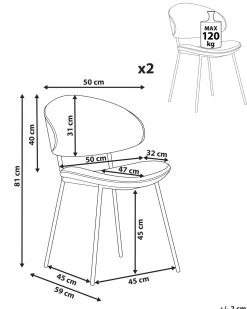 Beliani Tuoli Kangas Oranssi 2 Kpl Kiana Hot