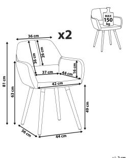Beliani Tuoli Kangas Ruskeanharmaa 2 Kpl Chicago Outlet