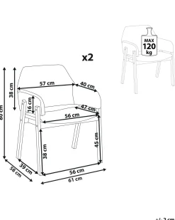 Beliani Tuoli Kangas Tumma Puu/Harmaa 2 Kpl Albion Best Sale
