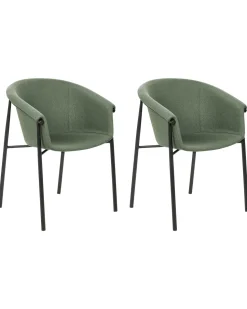 Beliani Tuoli Kangas Tummanvihrea 2 Kpl Ames New