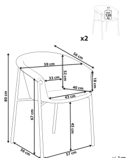 Beliani Tuoli Kangas Tummanvihrea 2 Kpl Ames New