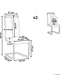 Beliani Tuoli Keinonahka Harmaa 2 Kpl Greedin Flash Sale