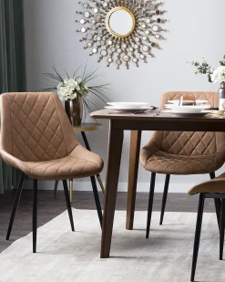 Beliani Tuoli Keinonahka Kullanruskea 2 Kpl Maribel Clearance